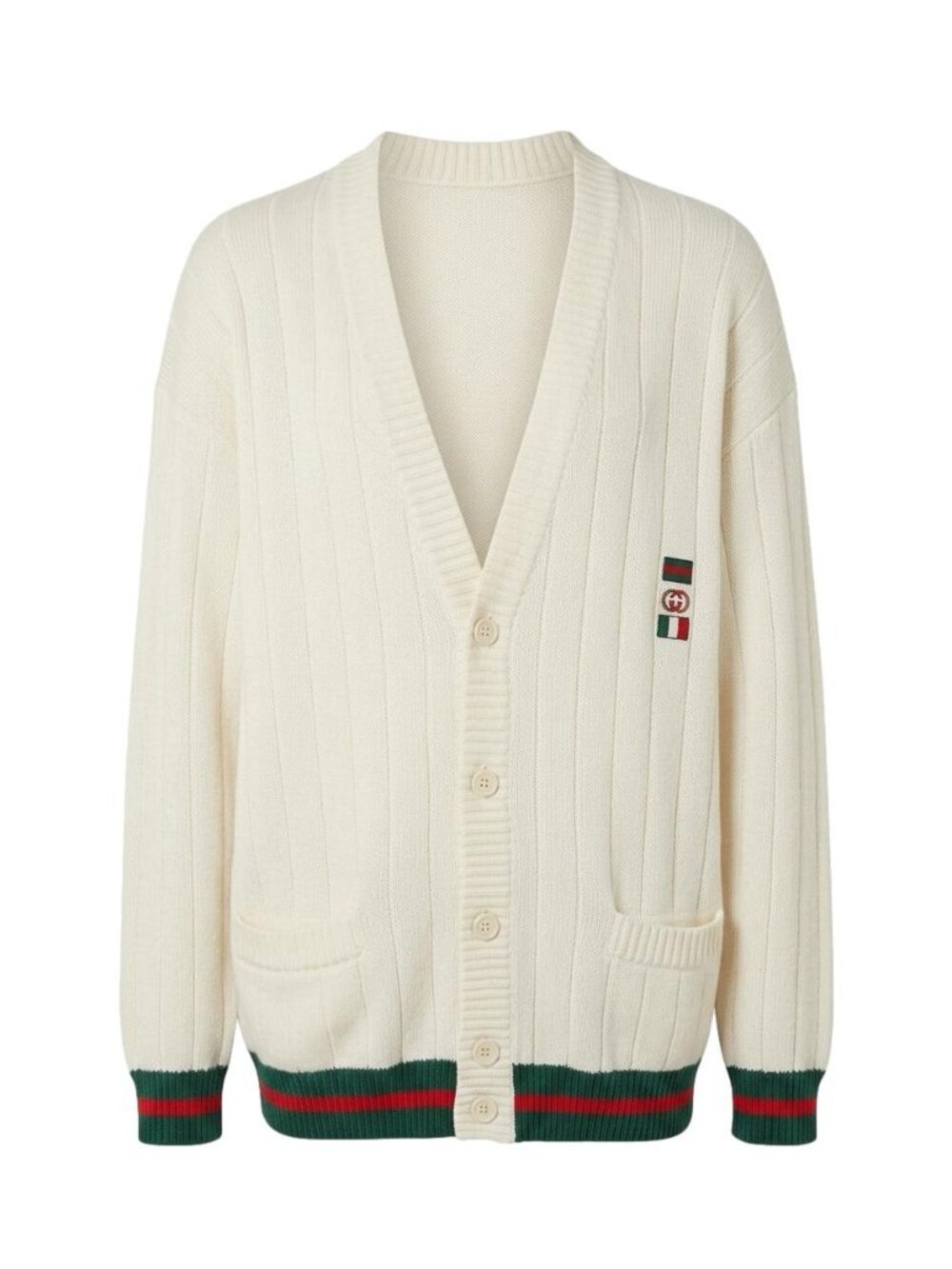 Vintage Gucci Cardigan Academia Green Red Web Stripe Oversized